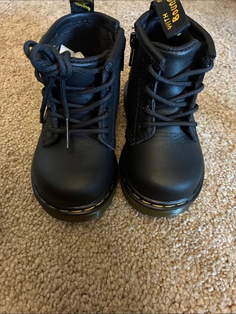 Dr. Martens Infant 1460 Softy T Black Leather Boots Side Zip size 4 NWOT